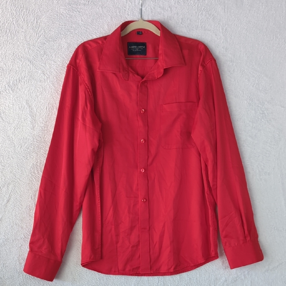 Alimens & Gentle Men's Vibrant Red Flex Button Down Shirt Size M